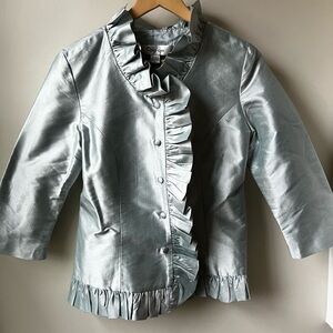 INDO-CHIC‎ Ruffled Silk Jacket Coquette Girly Old Money Modest Statement Piece S